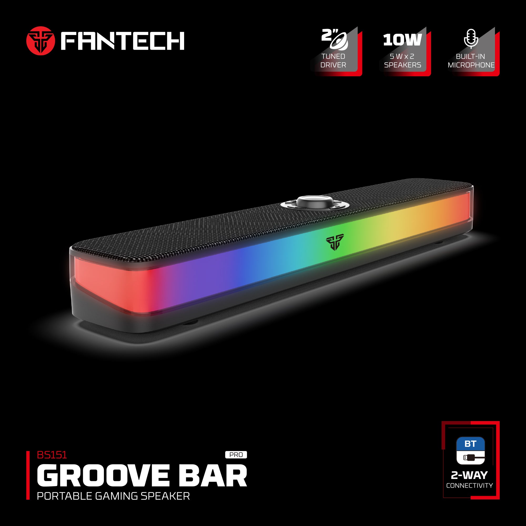 Fantech GROOVE BAR PRO BS151 Portable Wireless RGB Gaming Soundbar