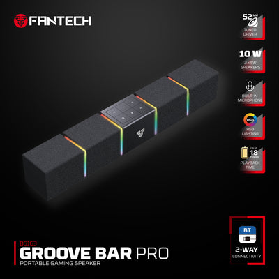 Groove Bar Pro BS163 Portable Gaming Speaker – 10W RMS Computer Soundbar with Bluetooth 5.4 & USB-C