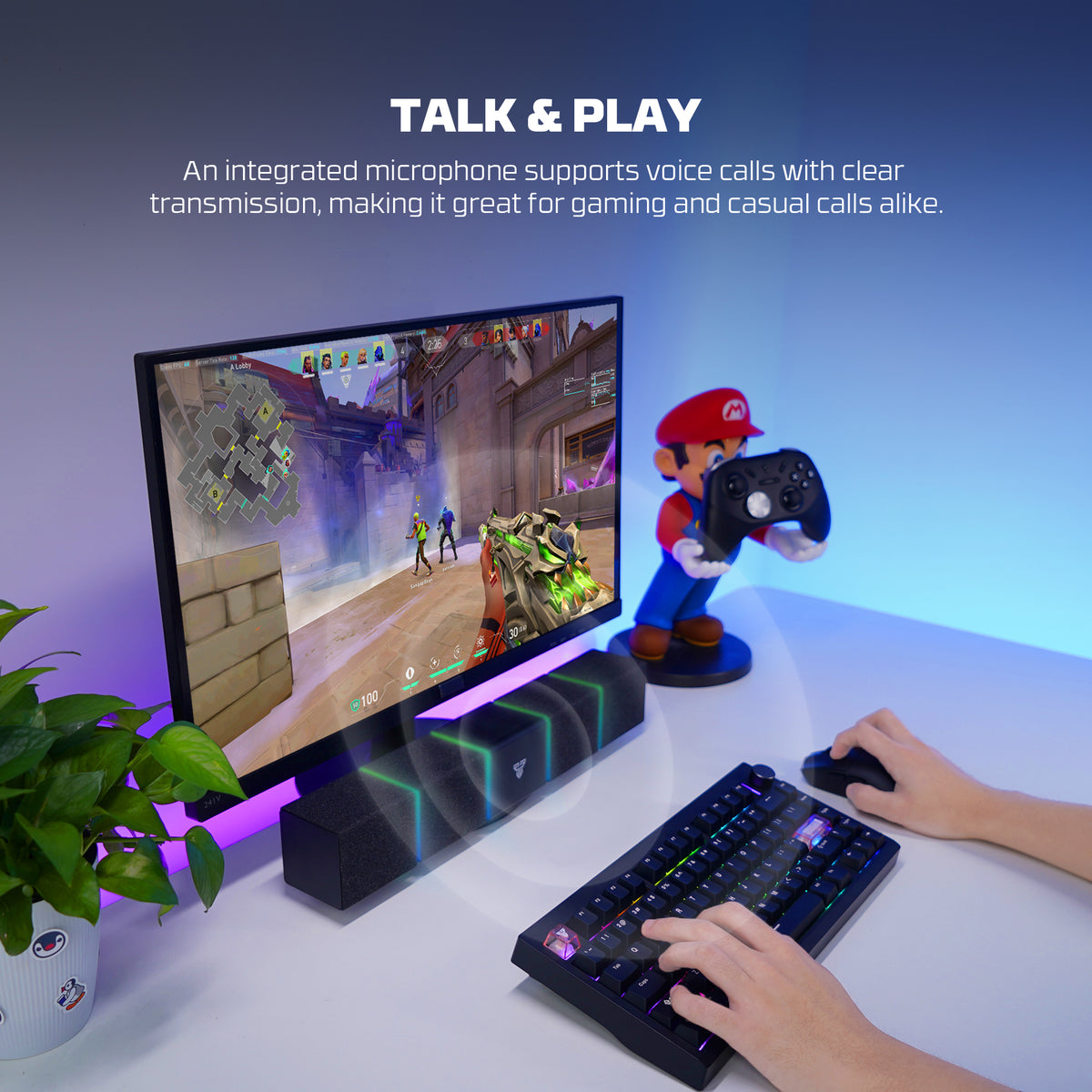 Groove Bar Pro BS163 Portable Gaming Speaker – 10W RMS Computer Soundbar with Bluetooth 5.4 & USB-C