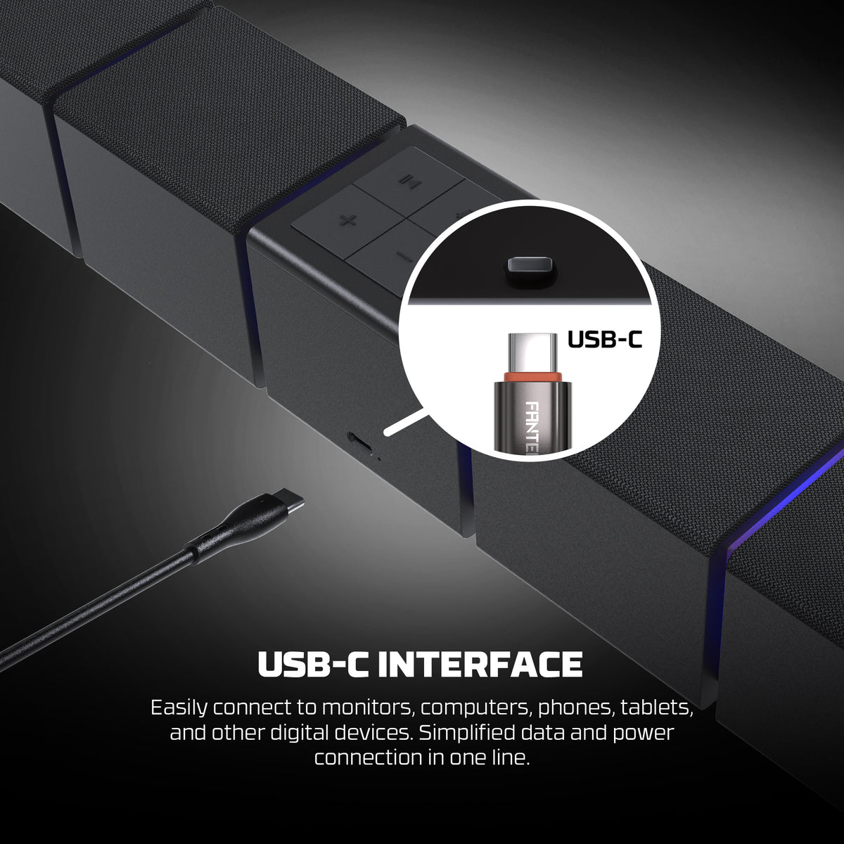 Groove Bar Pro BS163 Portable Gaming Speaker – 10W RMS Computer Soundbar with Bluetooth 5.4 & USB-C