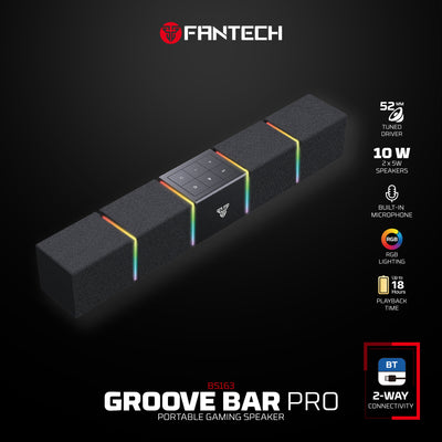 Groove Bar Pro BS163 Portable Gaming Speaker – 10W RMS Computer Soundbar with Bluetooth 5.4 & USB-C