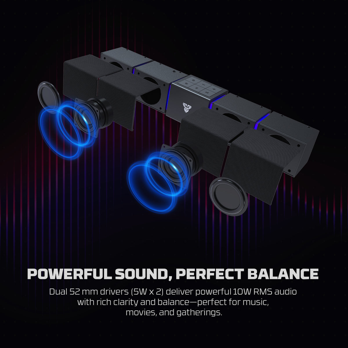 Groove Bar Pro BS163 Portable Gaming Speaker – 10W RMS Computer Soundbar with Bluetooth 5.4 & USB-C