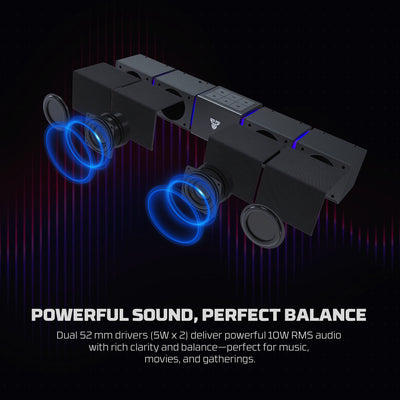 Groove Bar Pro BS163 Portable Gaming Speaker – 10W RMS Computer Soundbar with Bluetooth 5.4 & USB-C