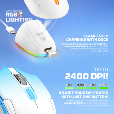 Fantech Cruiser II WG11V2RD Wireless RGB Gaming Mouse & Charging Dock Combo