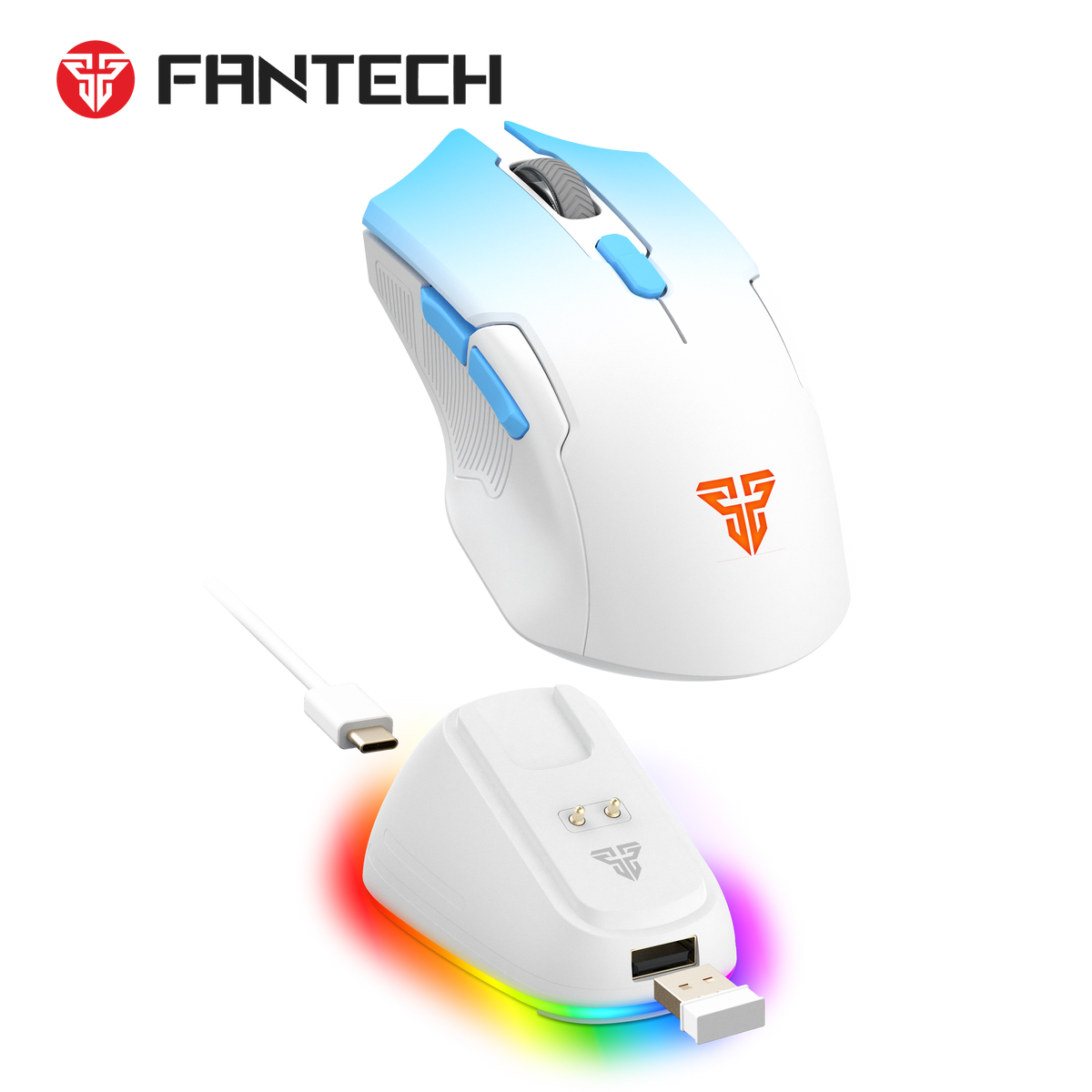 Fantech Cruiser II WG11V2RD Wireless RGB Gaming Mouse & Charging Dock Combo